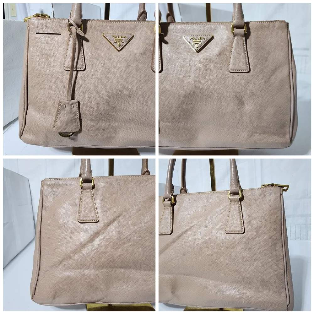 Prada Saffiano Lux Leather Small Galleria Double Zip Tote Bag Light Rose Pink - Picture 7 of 12